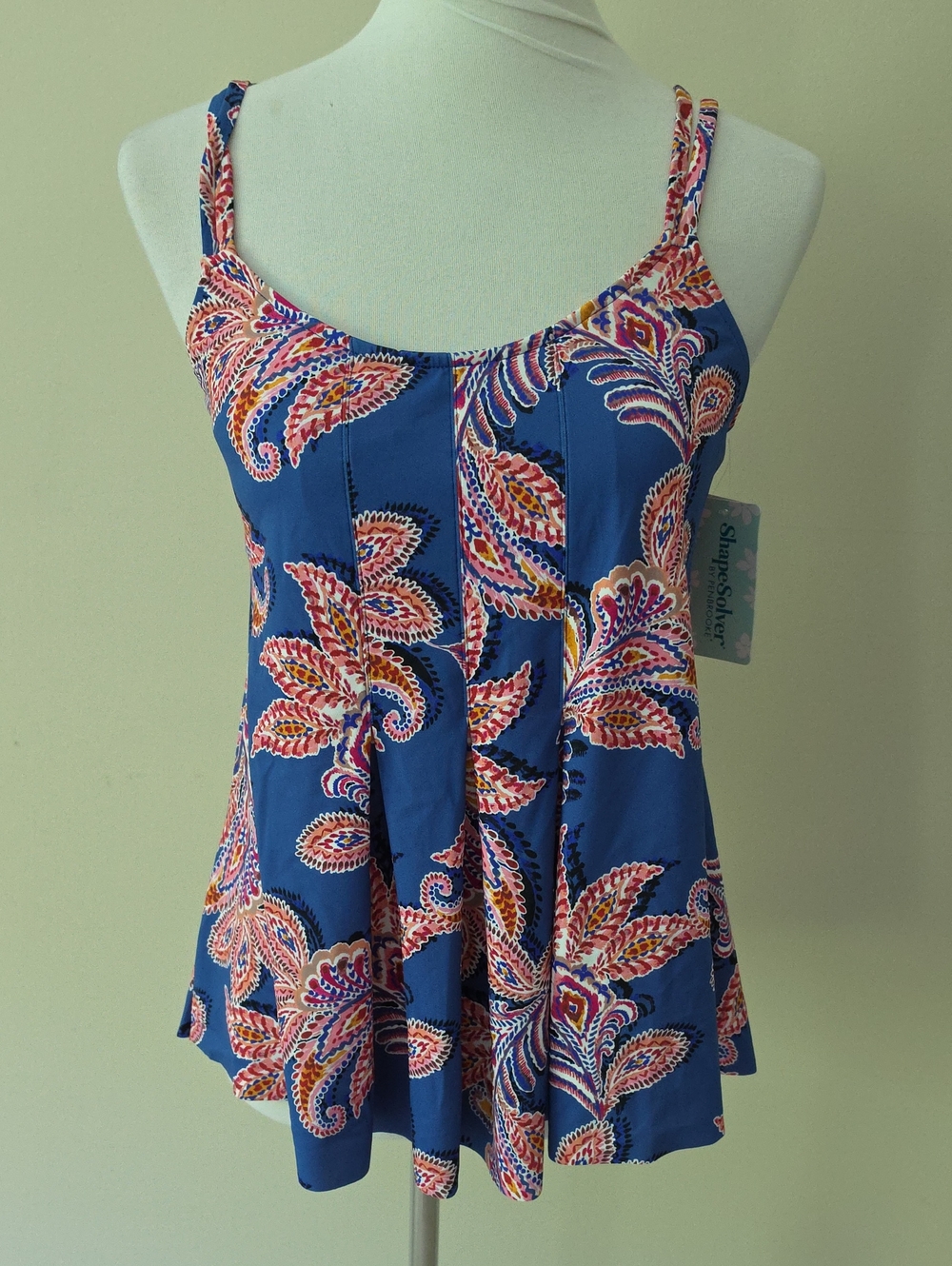 Shape Solver By Penbrooke Brand New Floral Blue Women's Swim Top